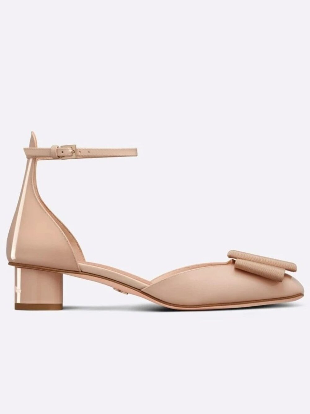 DIOR IDYLLE Patent Leather Ankle Strap Bow Buckle Ballet Pumps Shoes Heels